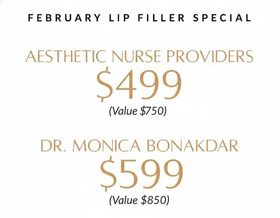 February lip filler special pricing details.